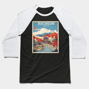 Bucheon South Korea Travel Tourism Retro Vintage Baseball T-Shirt